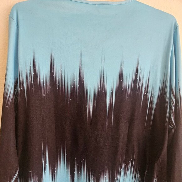 Pullover v-neck stretchy turquoise black zip up XXL Gym, workout - Picture 5 of 8